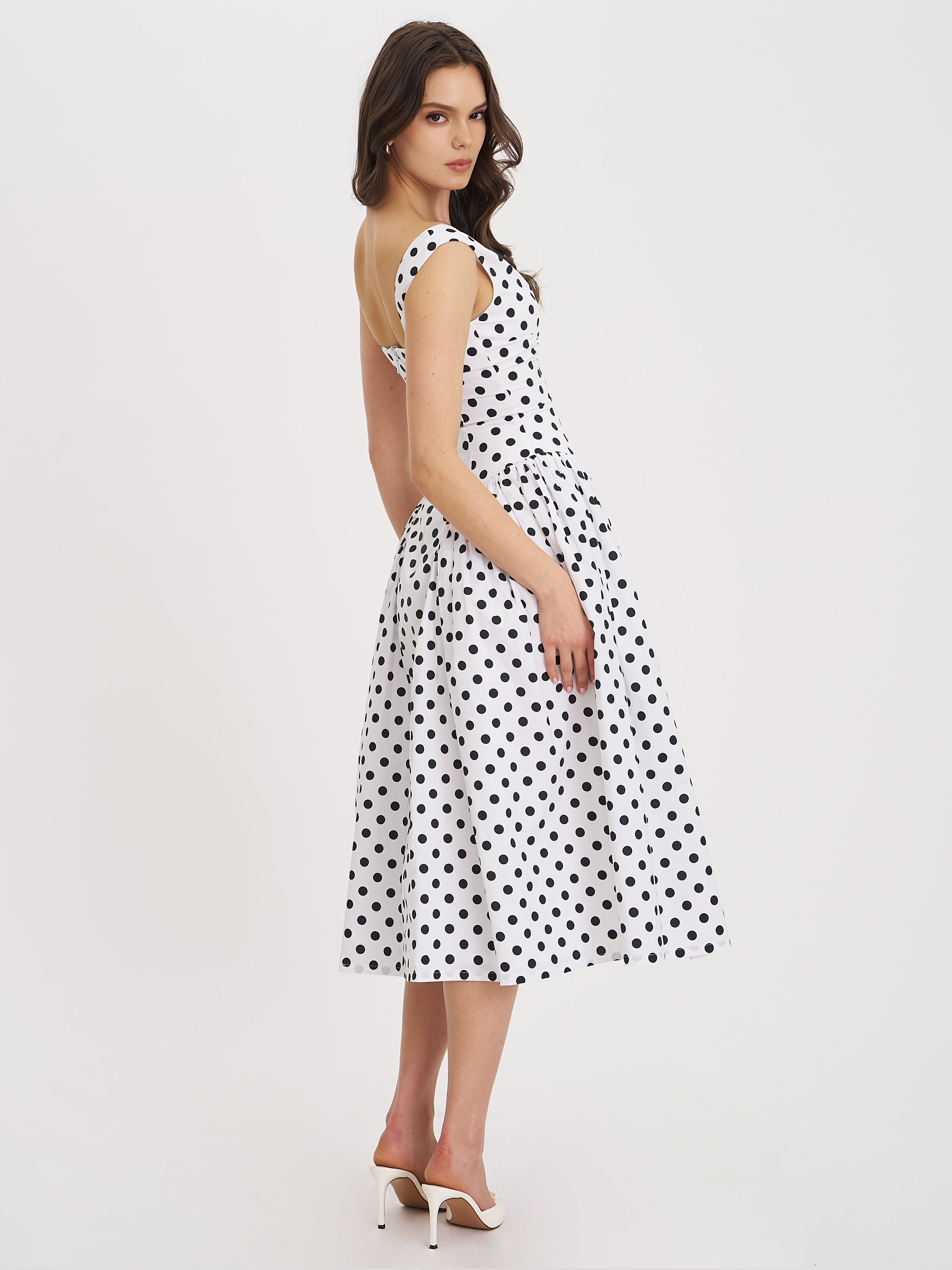 Lina | Playful Polka Cotton Midi